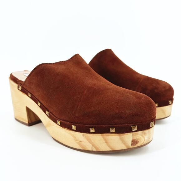 Steve Madden Brooklyn Platform Suede Leather Clogs 8.5M Boho Hippie Festival - Picture 2 of 9